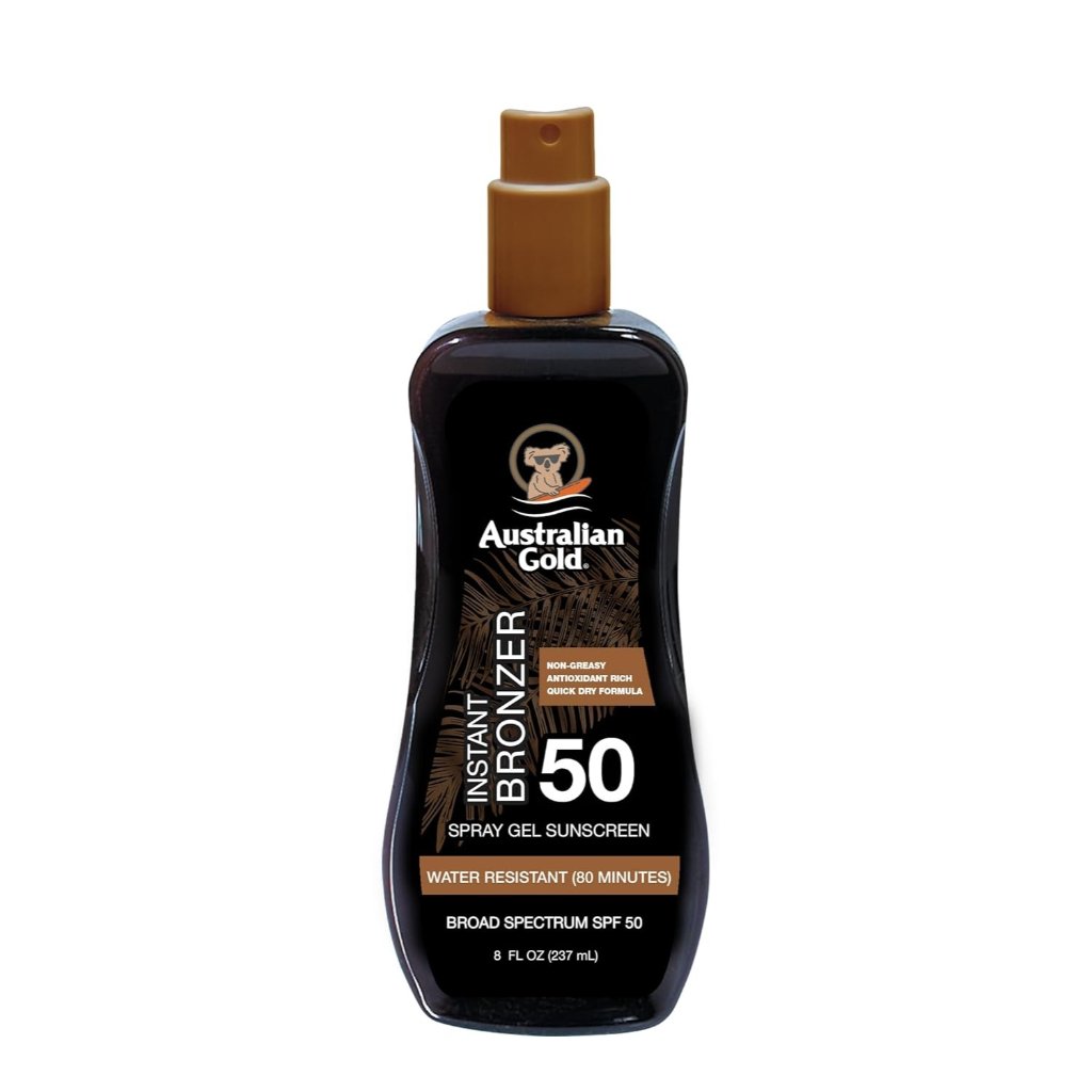 Australian Gold Spray Gel Sunscreen With Instant Bronzer Spf 50, 8 Ounce